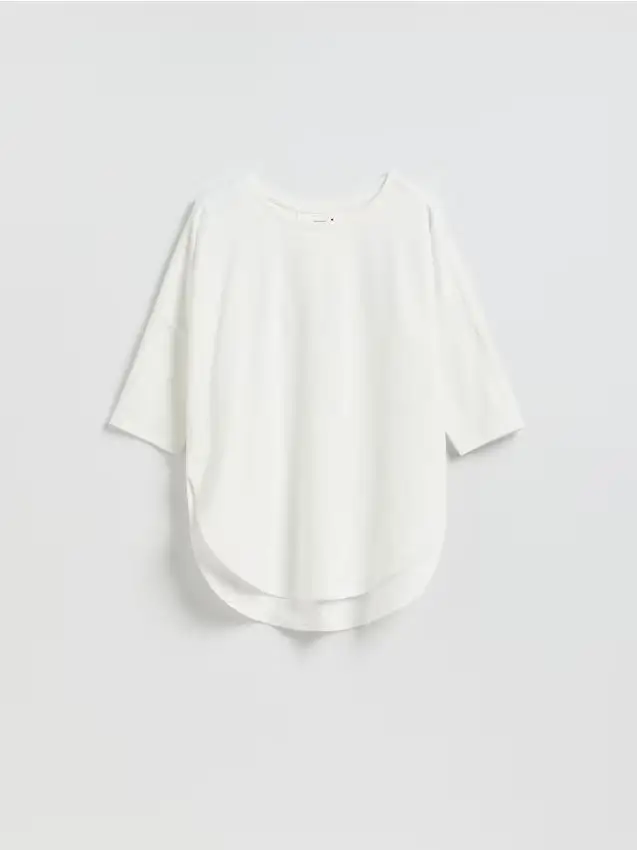 T-shirt in misto modal - panna