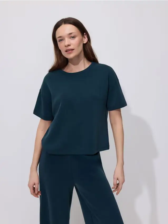 T-shirt in misto modal - turchese scuro