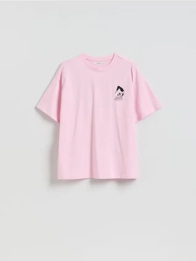 T-shirt loose con stampa - rosa pastello