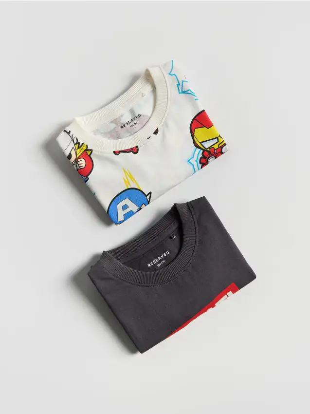 T-shirt maniche lunghe Marvel confezione da 2 - panna