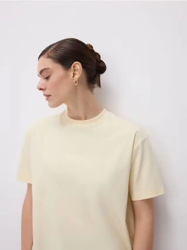 T-shirt oversize in cotone mercerizzato - panna