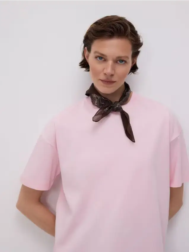 T-shirt oversize in cotone mercerizzato - rosa pastello