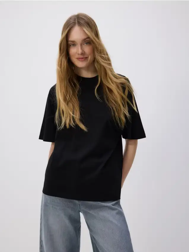 T-shirt oversize in cotone - nero