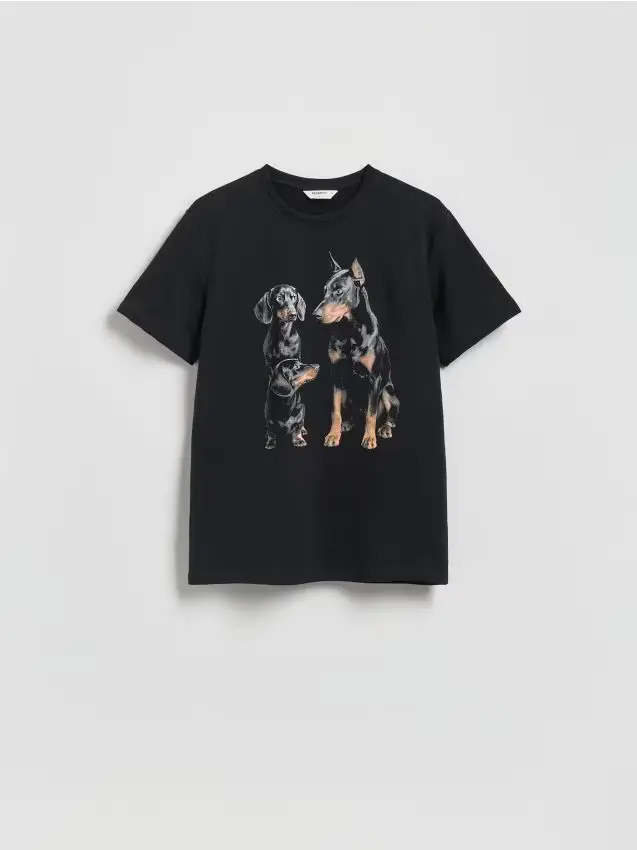 T-shirt regular fit con stampa - nero