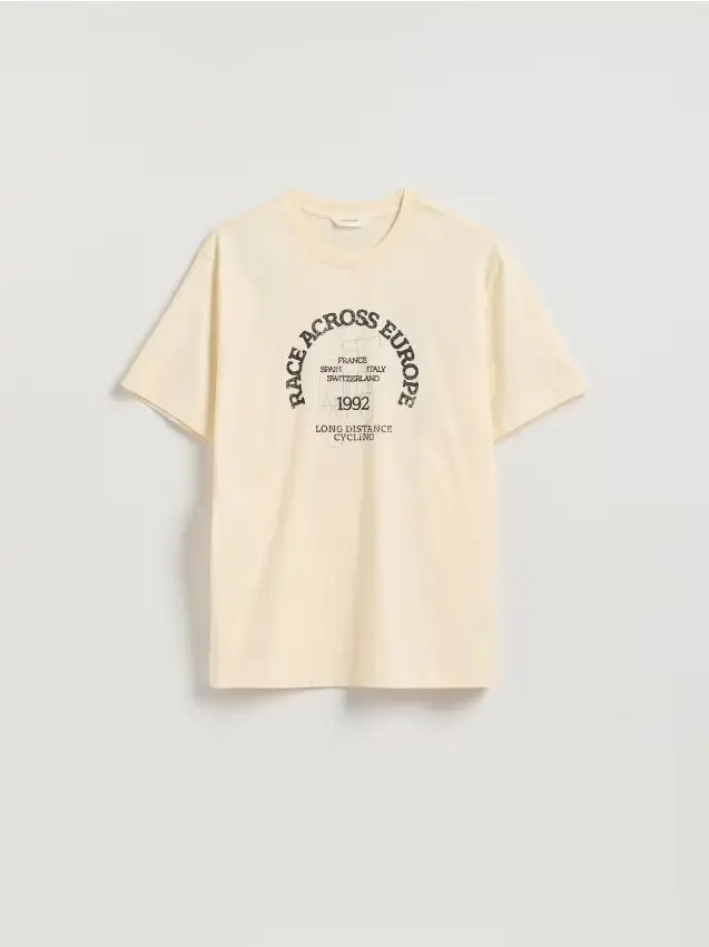 T-shirt regular fit con stampa - panna