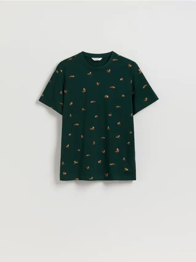 T-shirt regular fit con stampa - verde scuro