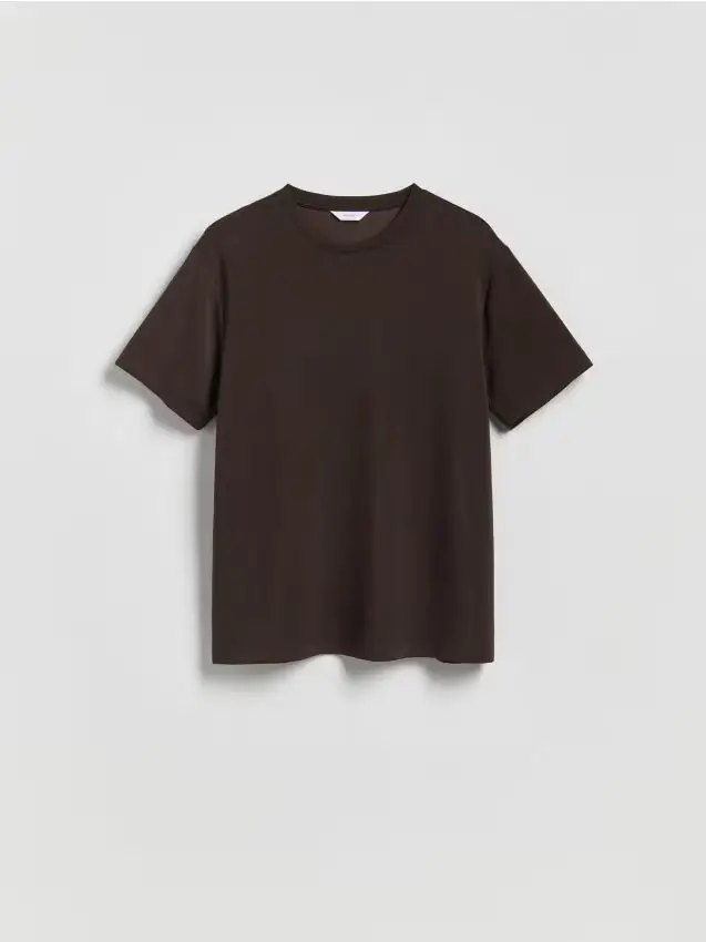 T-shirt regular fit di modal - marrone scuro