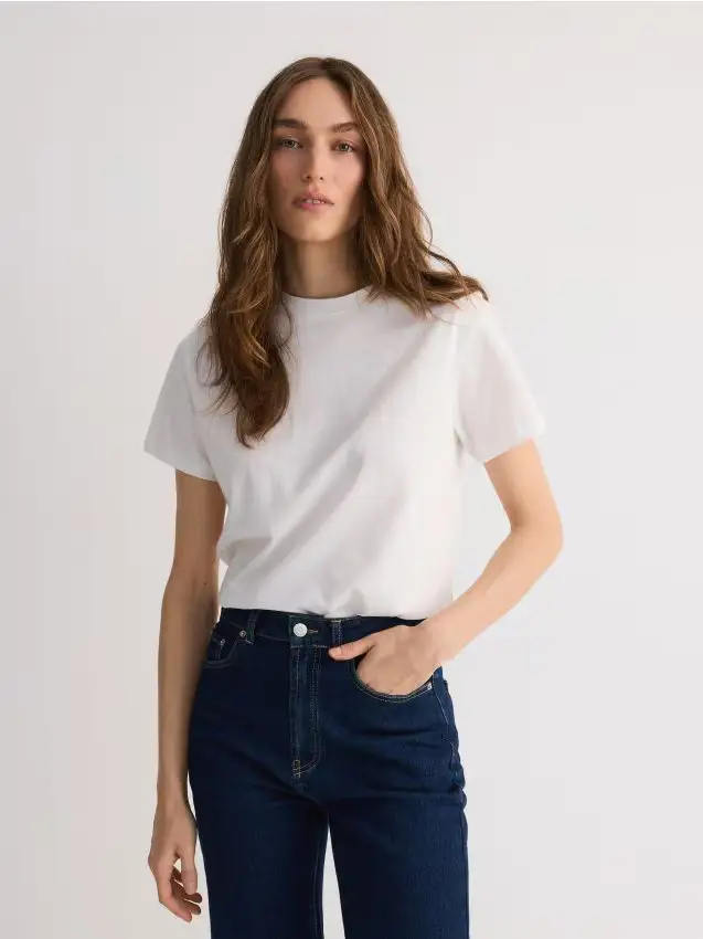 T-shirt regular fit in cotone - bianco