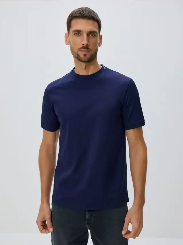 T-shirt regular fit in cotone - blu scuro