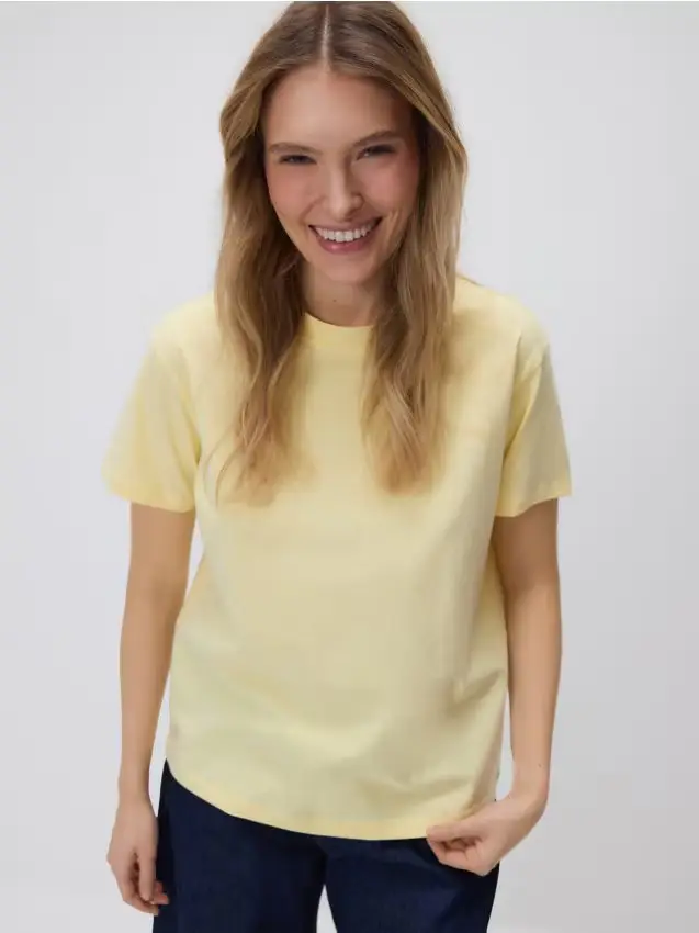 T-shirt regular fit in cotone - giallo