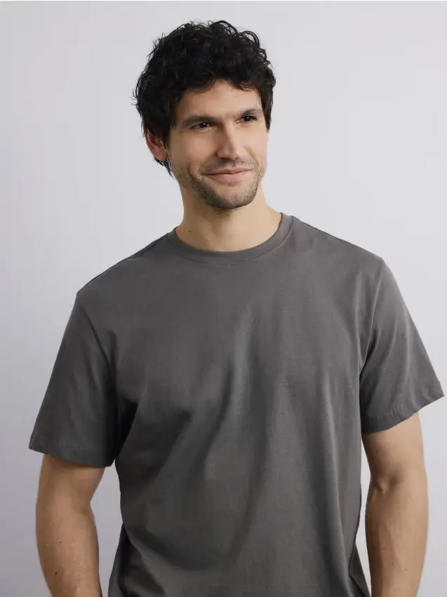 T-shirt regular fit in cotone - grigio medio