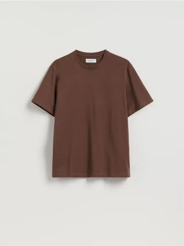 T-shirt regular fit in cotone - marrone scuro