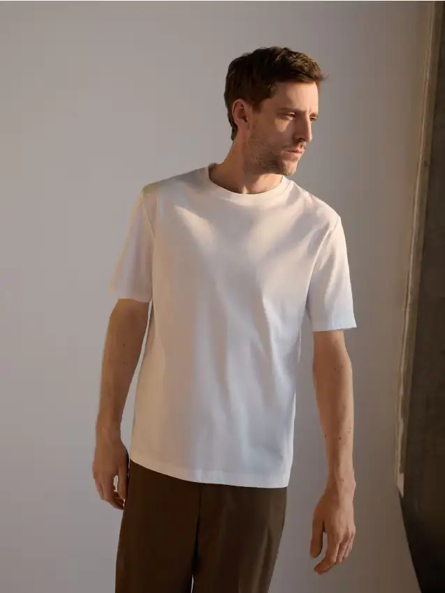 Reserved T-shirt regular fit in cotone mercerizzato - bianco