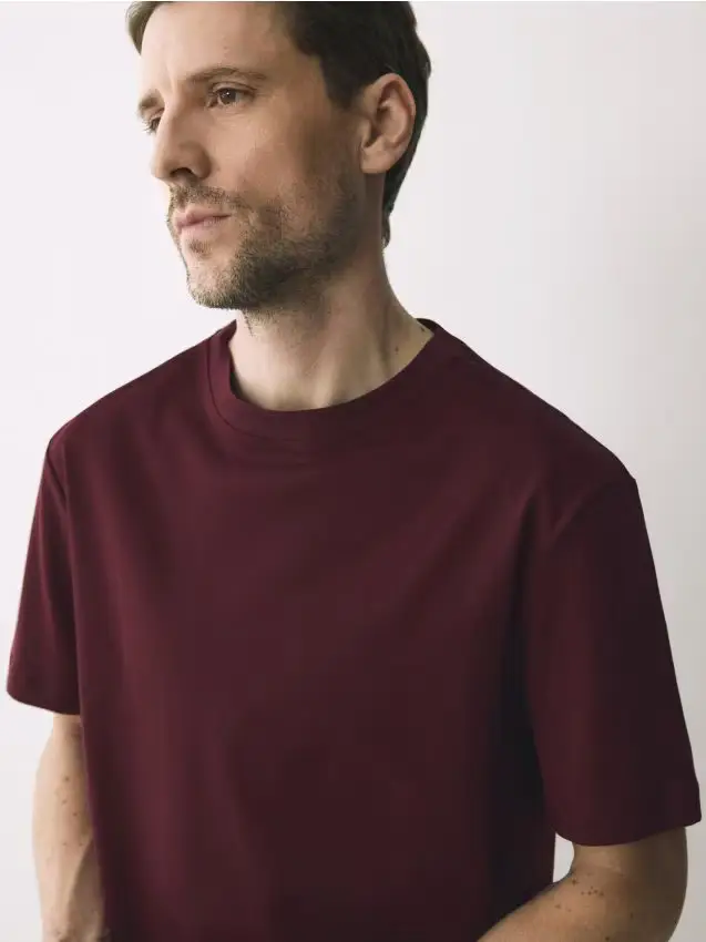 Reserved T-shirt regular fit in cotone mercerizzato - maroon