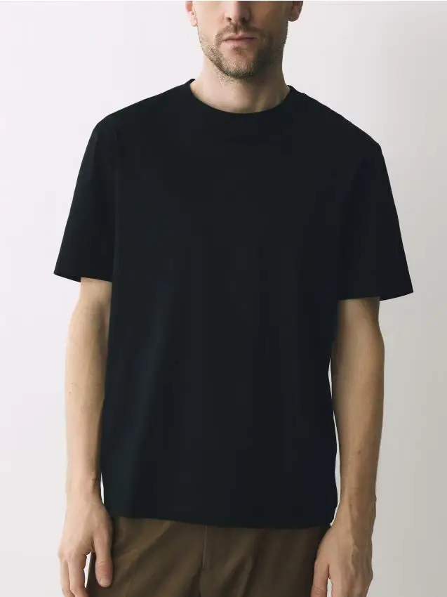 Reserved T-shirt regular fit in cotone mercerizzato - nero