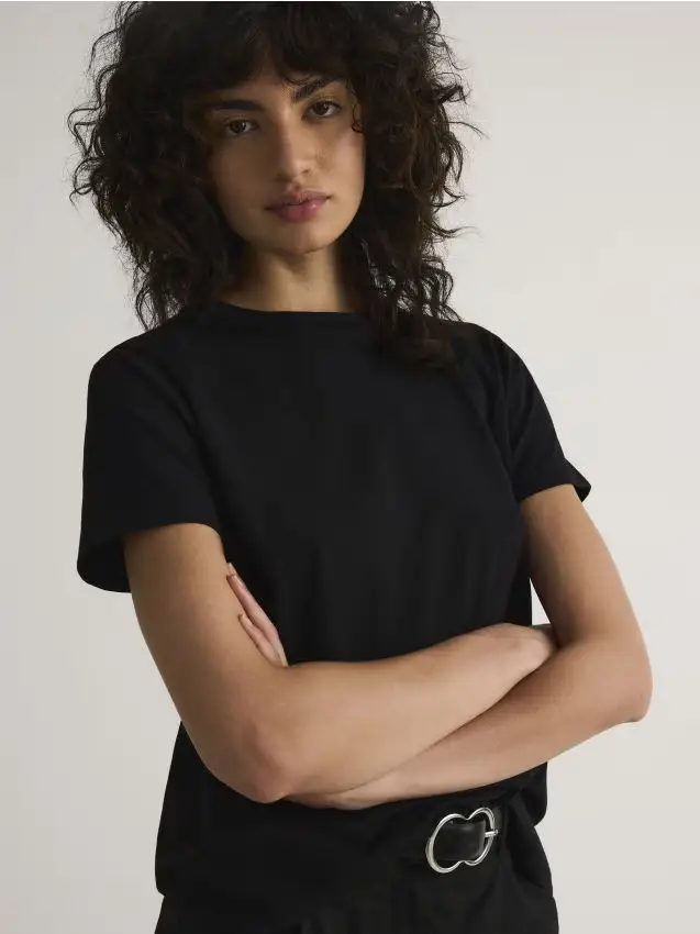 T-shirt regular fit in cotone - nero