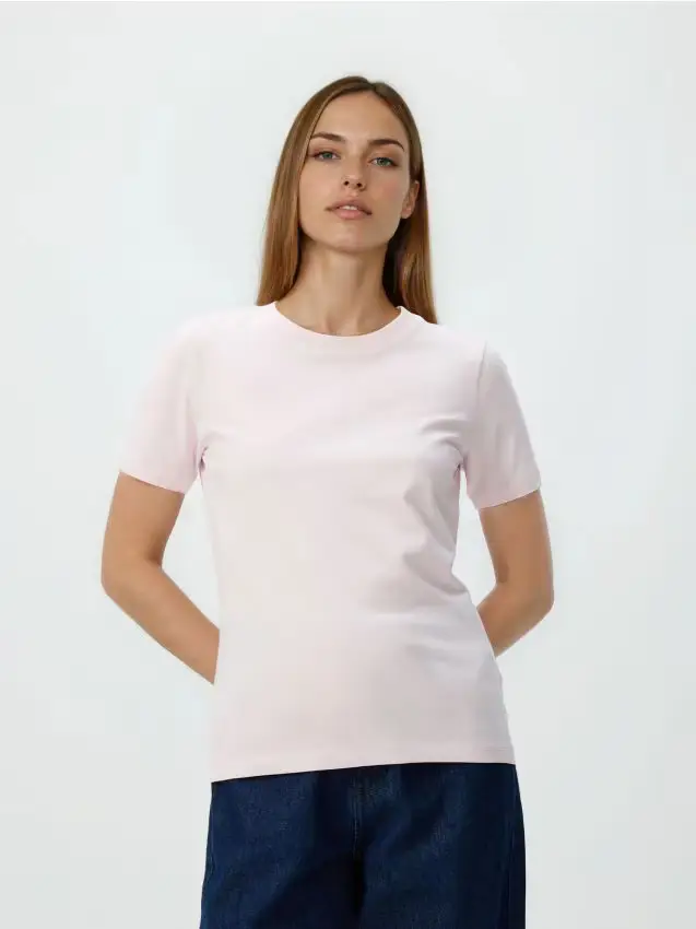 T-shirt regular fit in cotone - rosa pastello