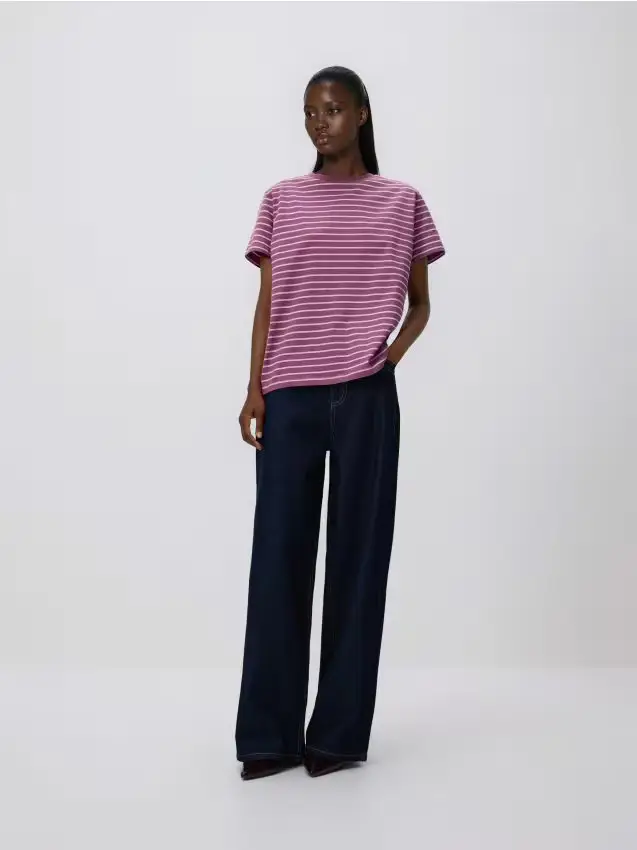 T-shirt regular fit in cotone - viola acciaio