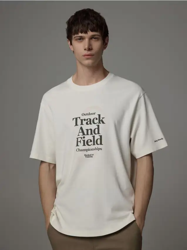 T-shirt relaxed con stampa - panna