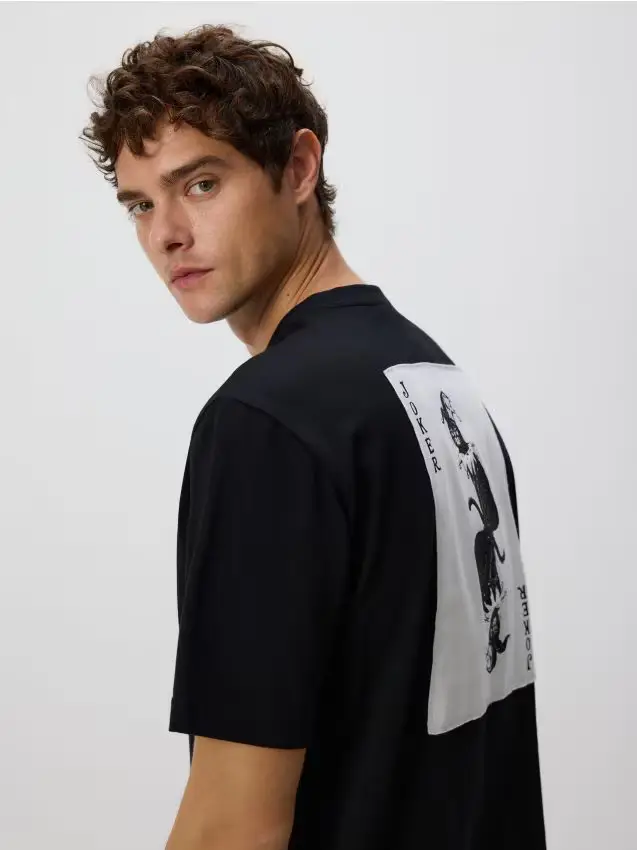 T-shirt relaxed con stampa sulla schiena - nero