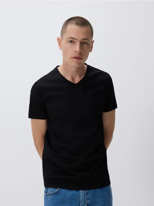 T-shirt slim con lyocell - nero