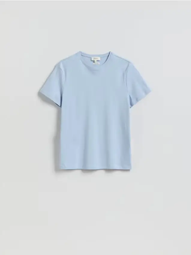 T-shirt slim in cotone mercerizzato - blu pallido