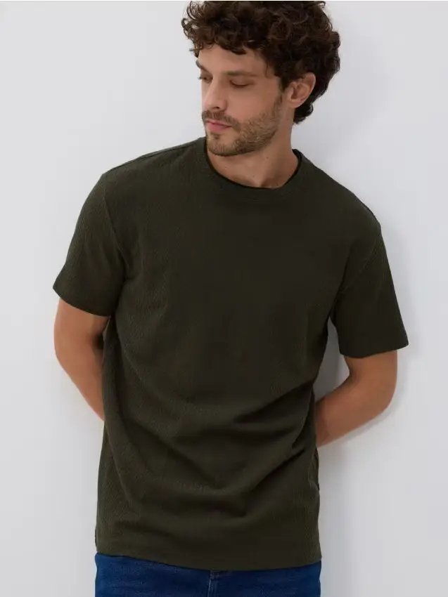 T-shirt strutturata comfort fit - verde scuro