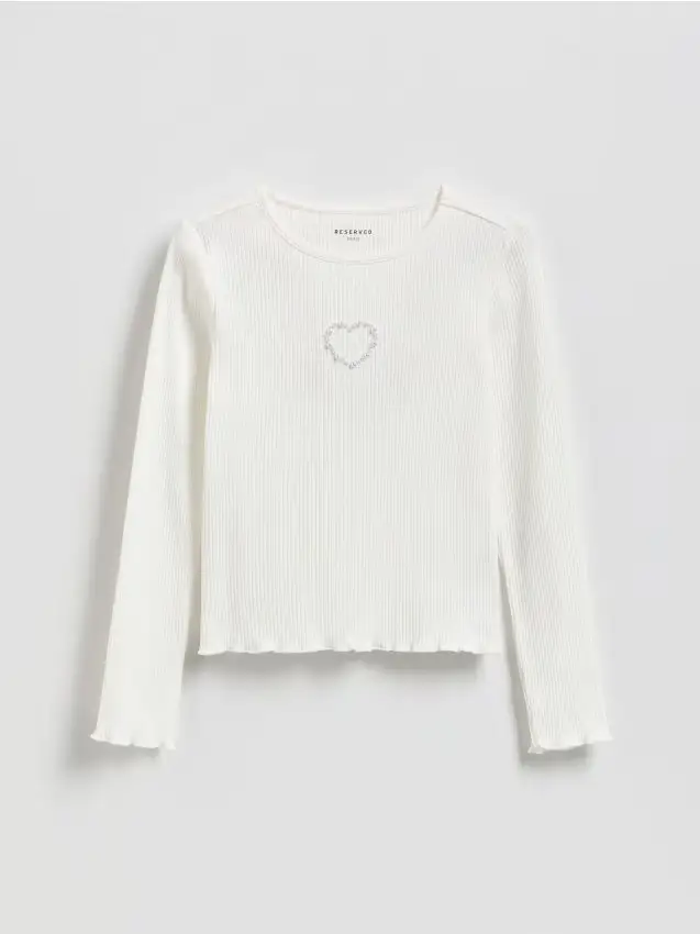 Top a costine con applicazione - panna