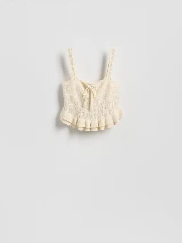 Top all uncinetto con spalline - nude