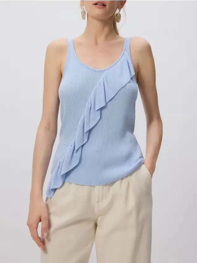 Top con balza - blu pallido