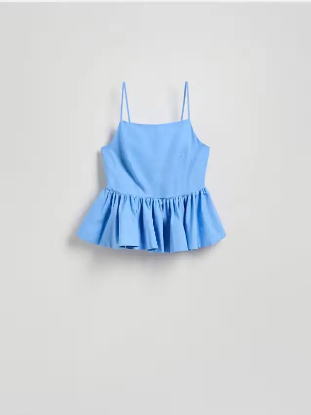 Top con base svasata - blu