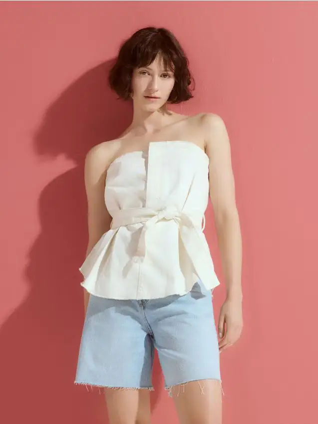 Top con cintura - nude