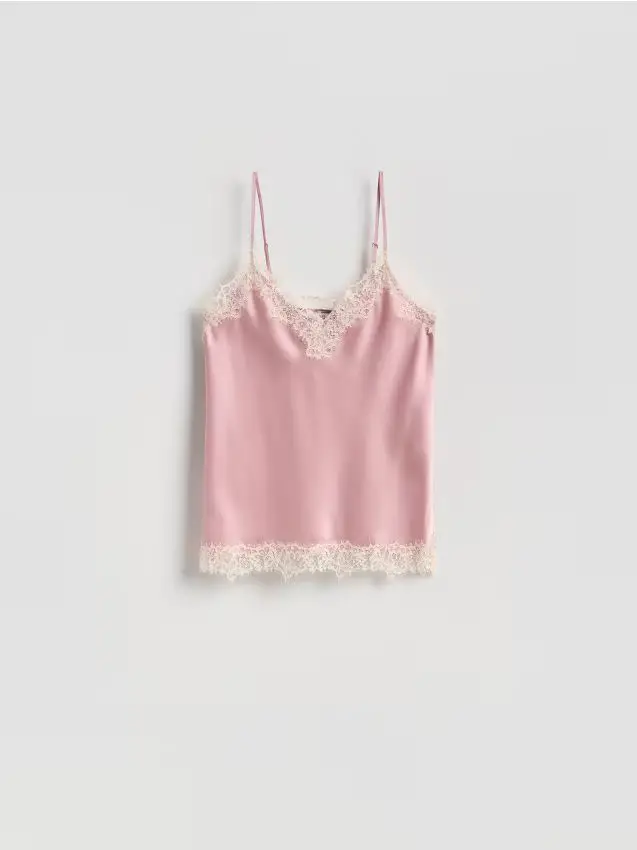 Top con dettaglio in pizzo - rosa