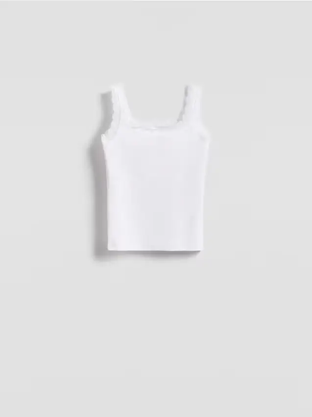 Top con orlo in pizzo - bianco