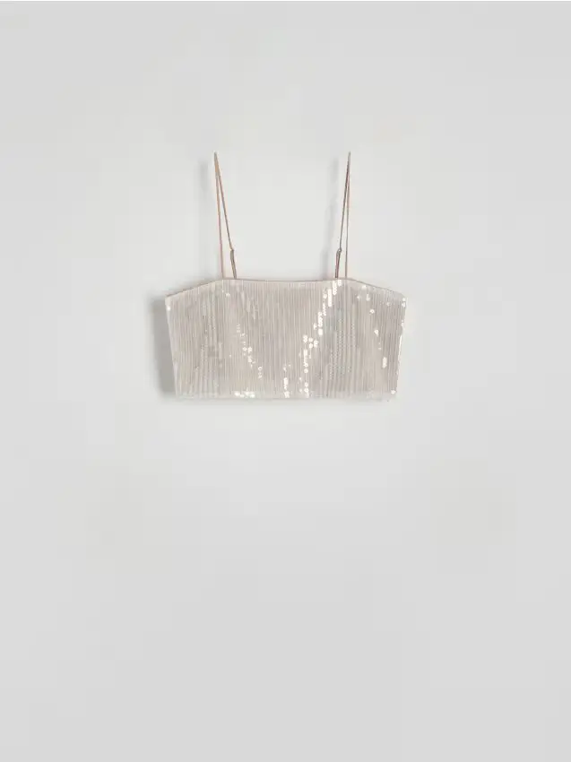 Top con paillette - beige