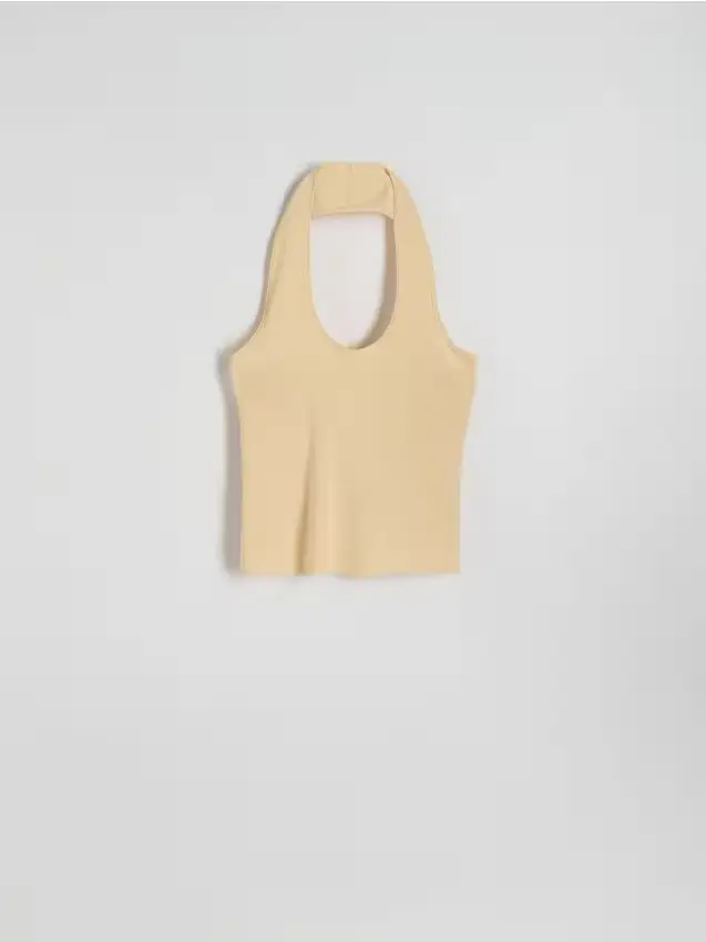 Top con scollo all americana - beige