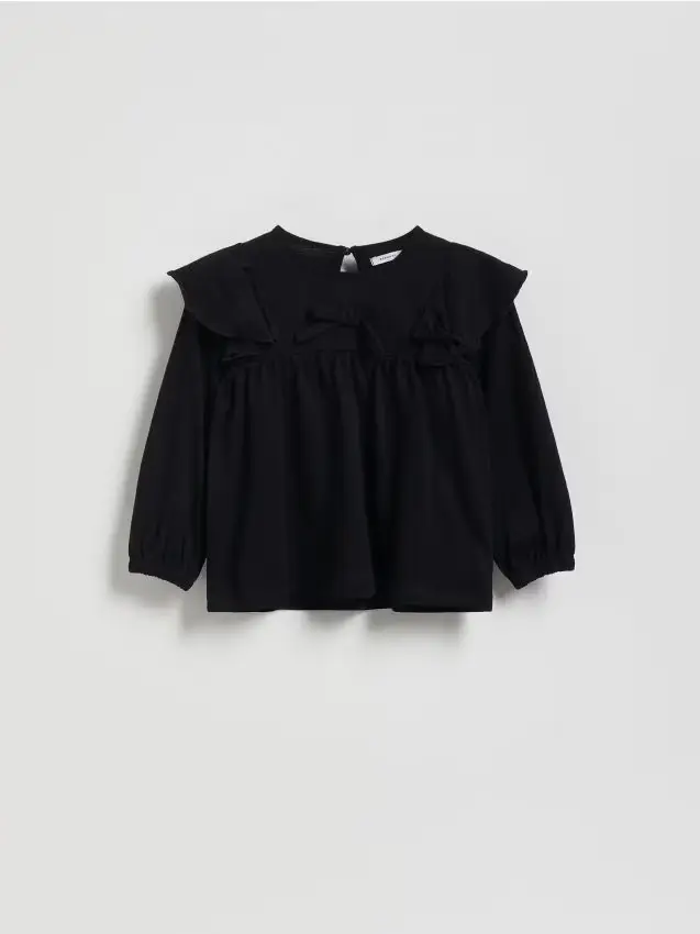 Top con volant - nero