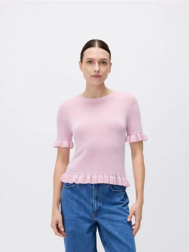 Top con volant - rosa pastello