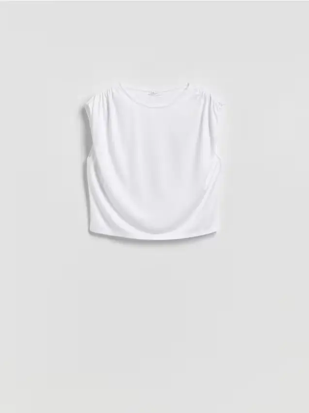 Top corto in modal - bianco