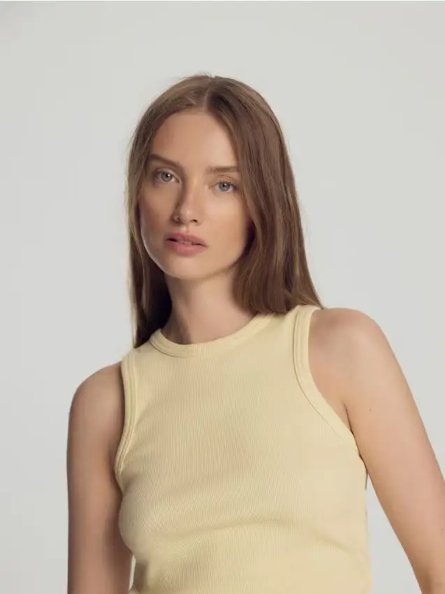 Top in cotone - giallo chiaro