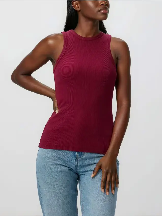 Top in cotone - maroon