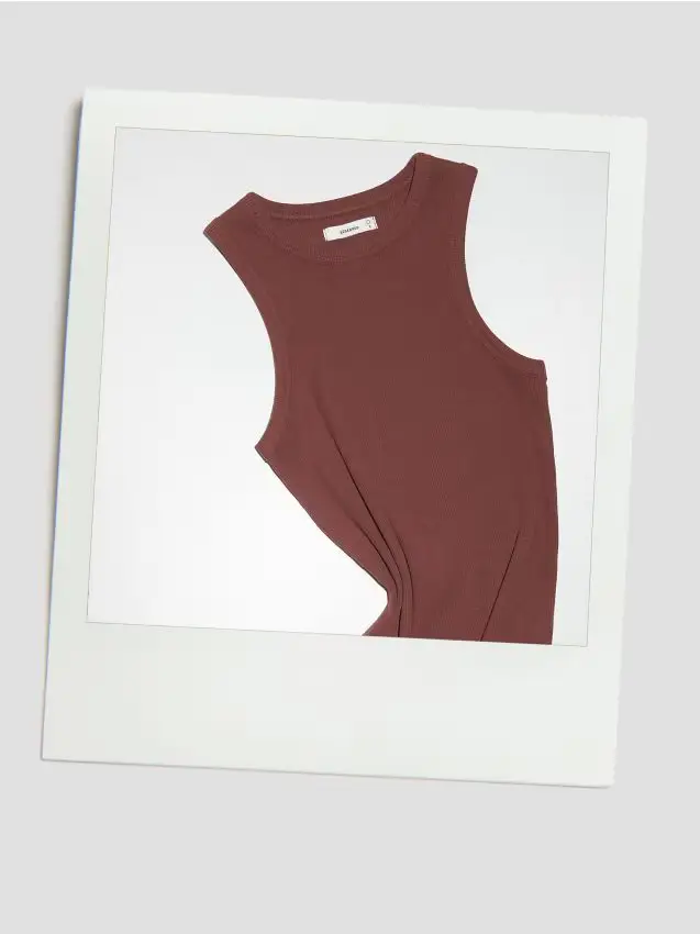 Top in cotone - marrone