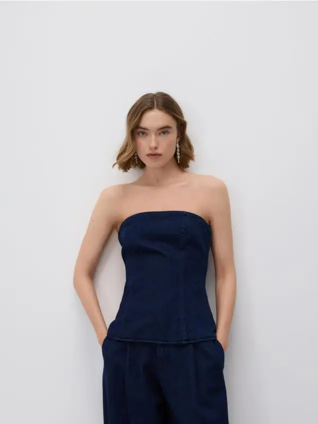 Top in denim - blu scuro