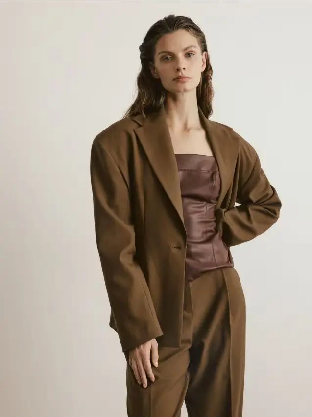 Top in finta pelle - marrone