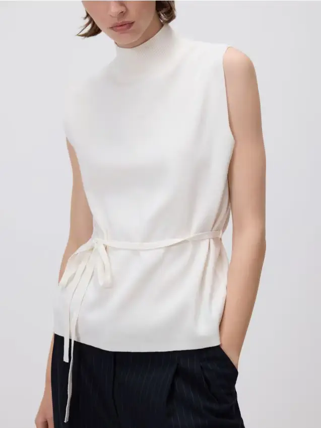 Top in jersey con allacciatura - nude