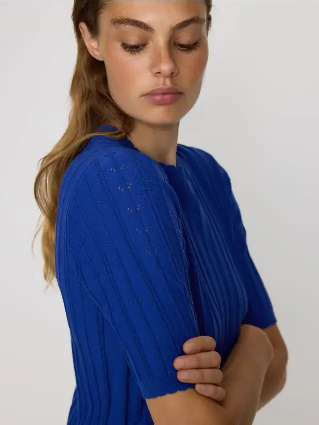 Top in jersey di misto viscosa - indaco