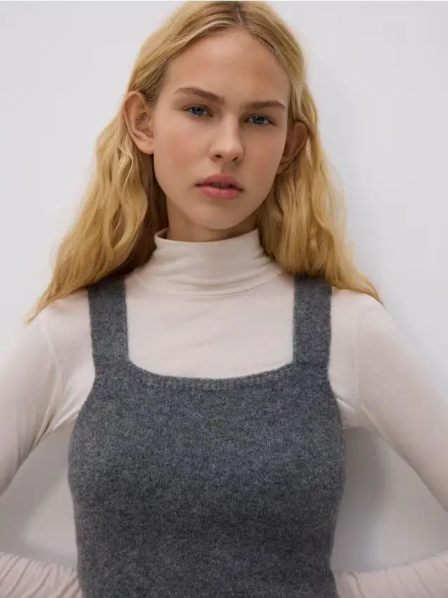 Top in misto lana - grigio scuro