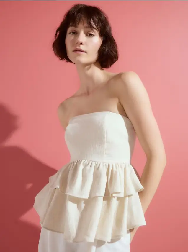 Top in misto lino - beige