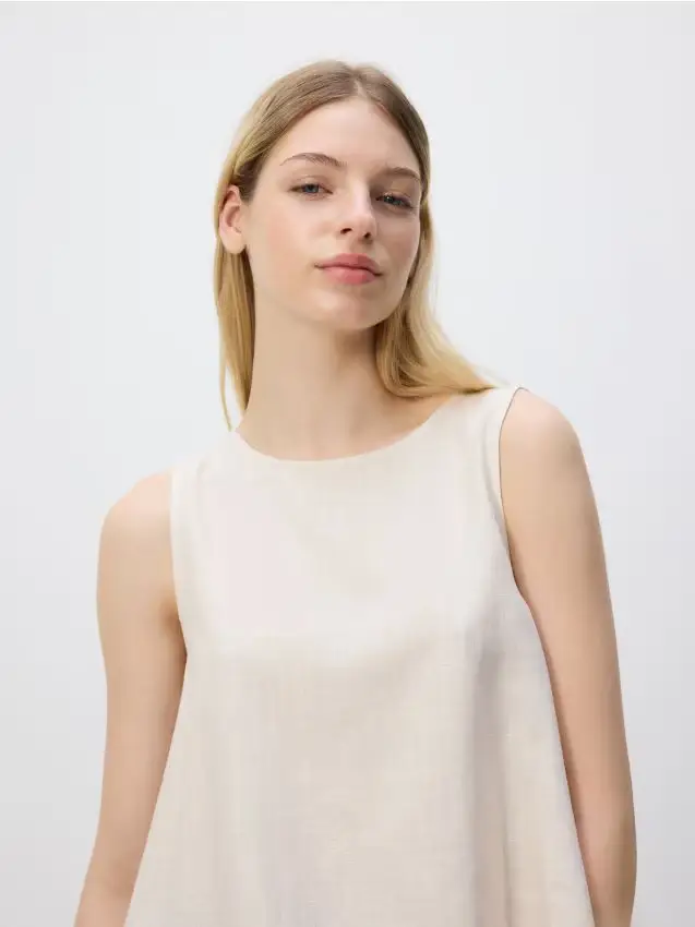 Top in misto lino - beige
