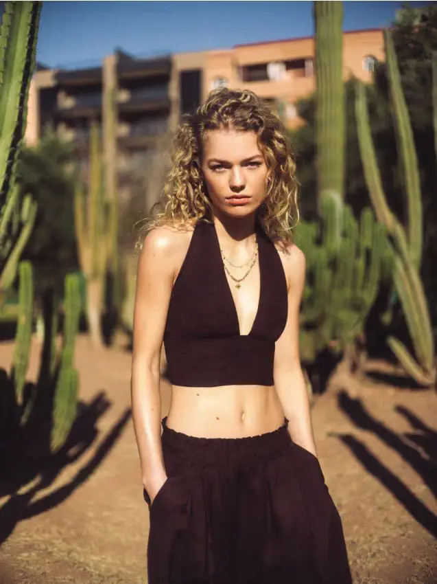 Top in misto lino - marrone scuro